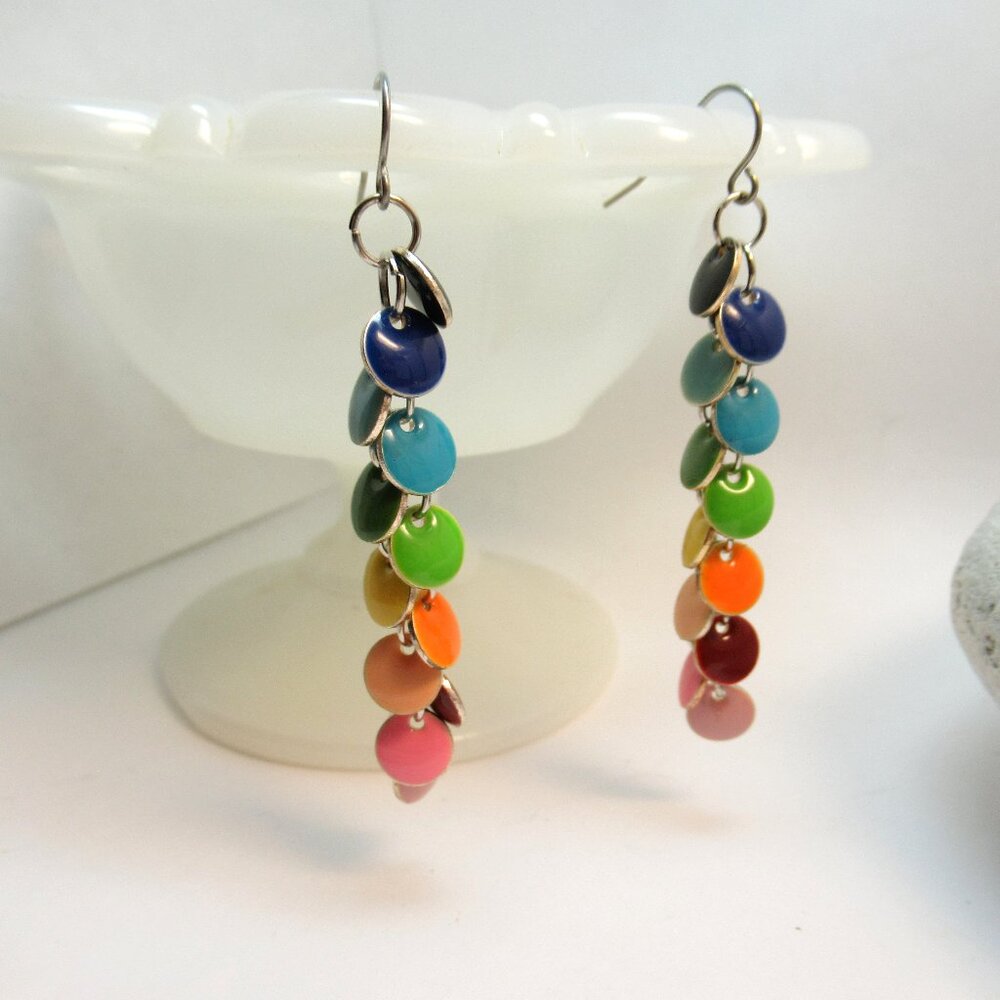 Rainbow dangle earrings